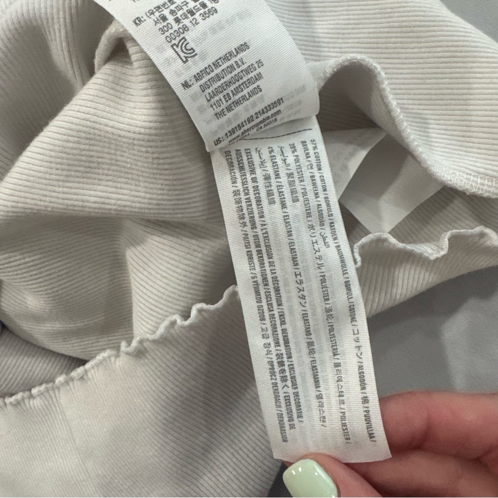 Abercrombie & Fitch White Ribbed Long Sleeve Top Large - Picture 6 of 8